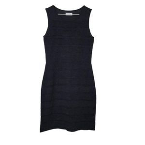 CALVIN Klein Sleeveless Fitted Tiered Flounce Knit Sheath Dress